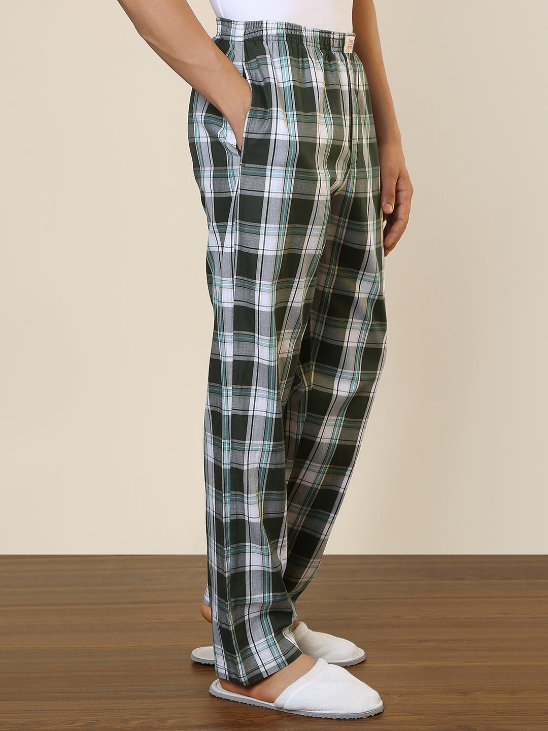 Sleepz Men Green Regular Fit Checks Pyjama