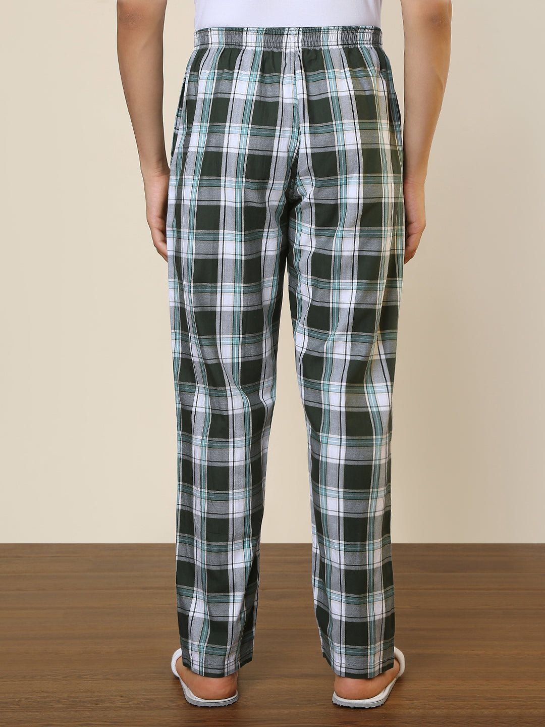 Sleepz Men Green Regular Fit Checks Pyjama