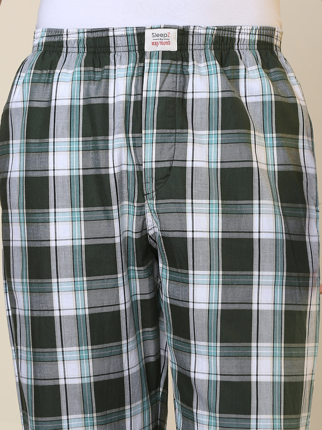 Sleepz Men Green Regular Fit Checks Pyjama