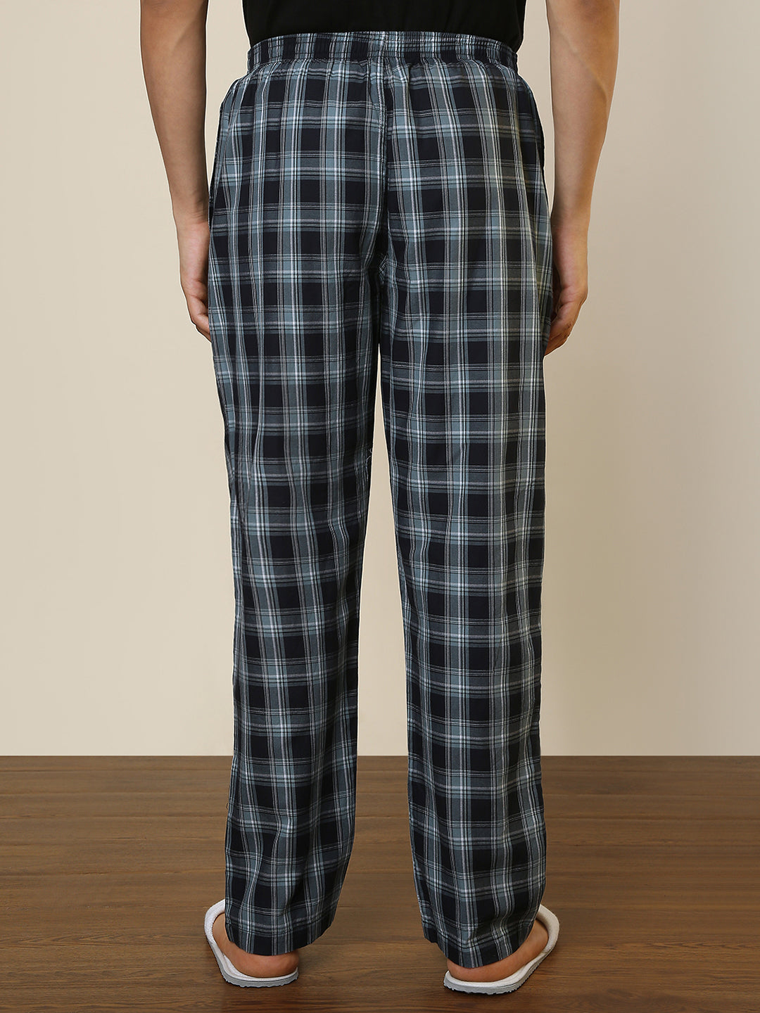 Sleepz Men Black Checks Regular Fit Cotton Pyjama