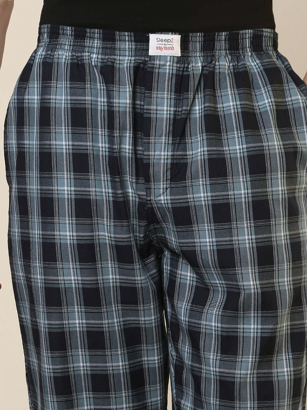 Sleepz Men Black Checks Regular Fit Cotton Pyjama