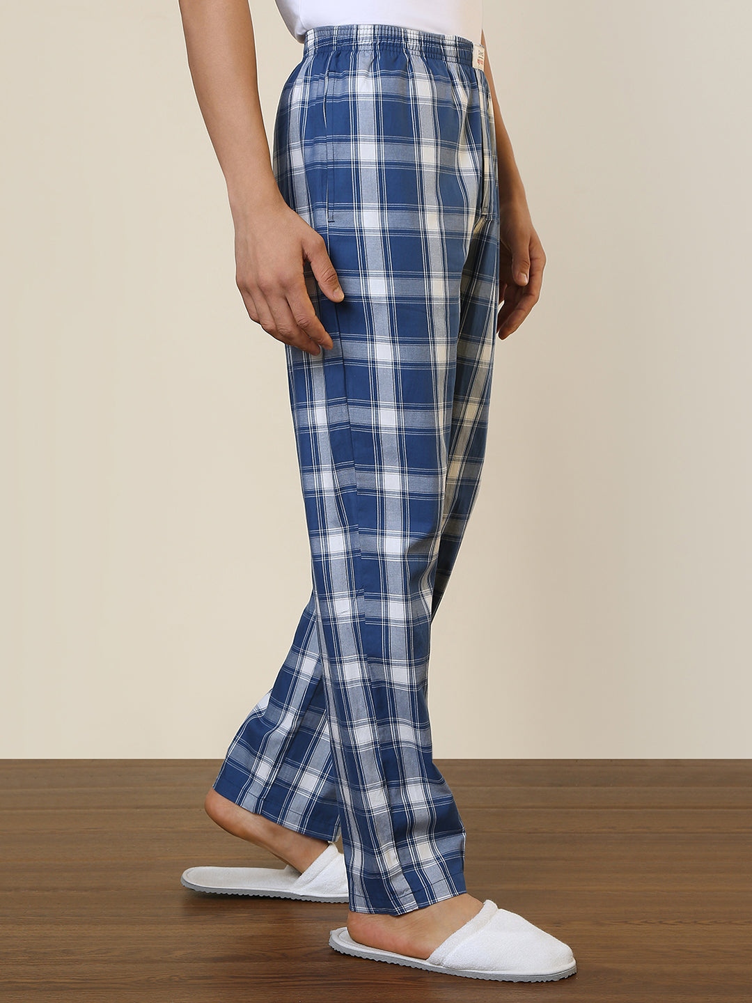 Sleepz Men Blue Regular Fit Checks Pyjama