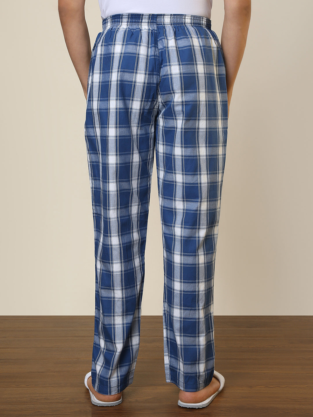 Sleepz Men Blue Regular Fit Checks Pyjama