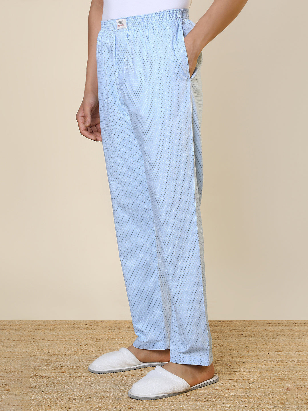 Sleepz Men Blue Regular Fit Printed Pyjama