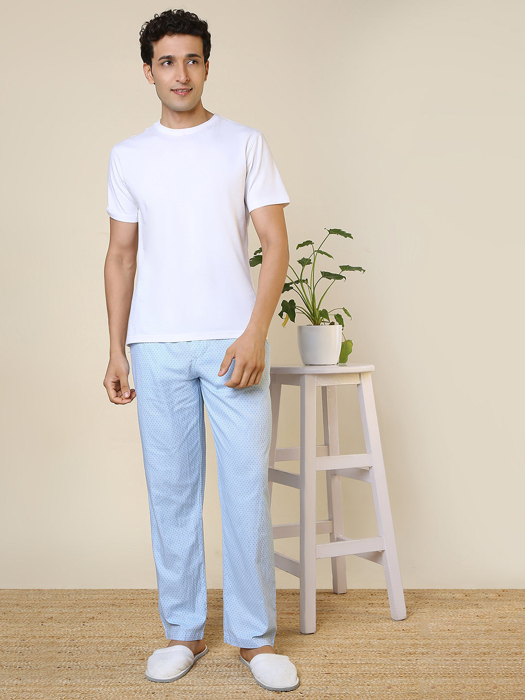 Sleepz Men Blue Regular Fit Printed Pyjama