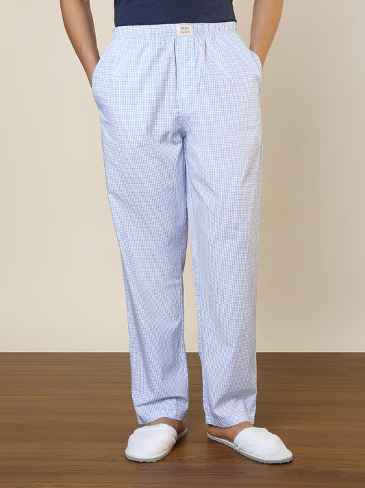 Sleepz Men Blue Printed Regular Fit Cotton Pyjama