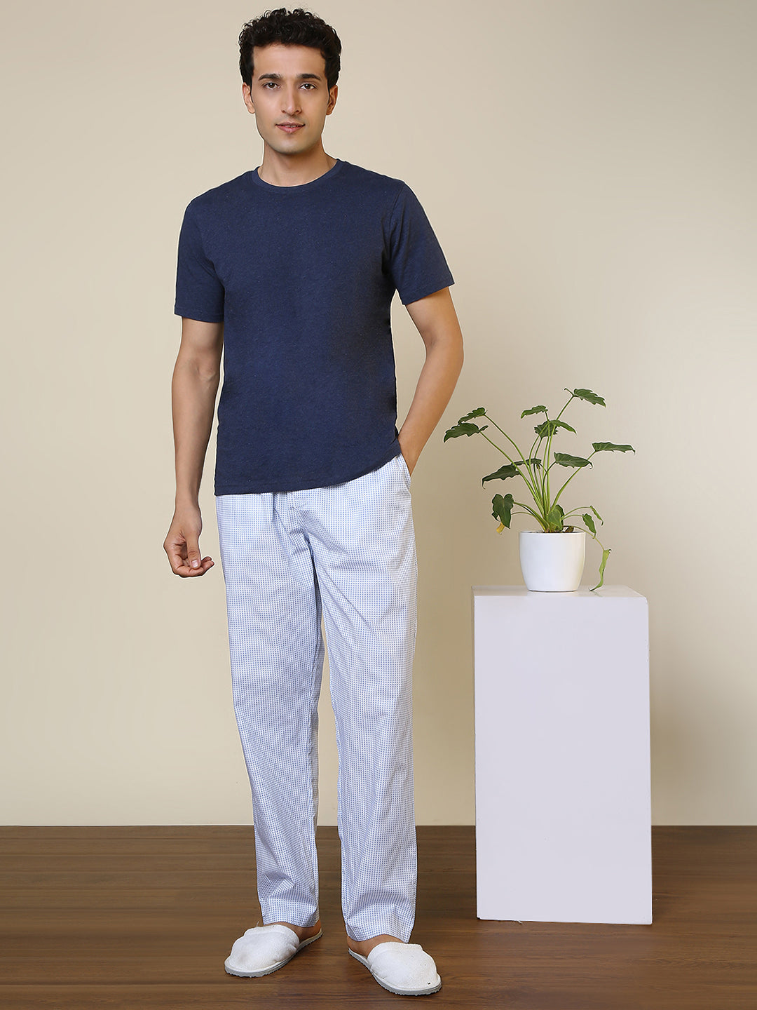 Sleepz Men Blue Regular Fit Printed Pyjama
