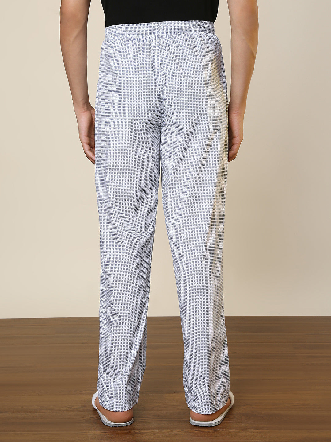 Sleepz Men White Regular Fit Printed Pyjama