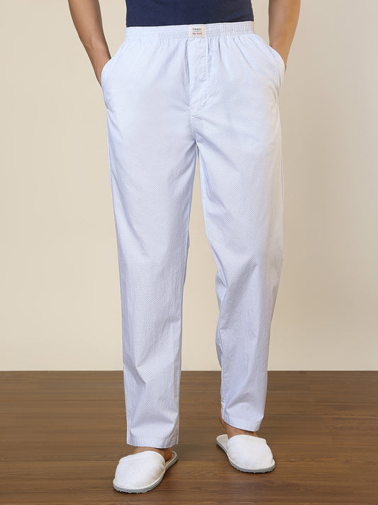 Sleepz Men Blue Printed Regular Fit Cotton Pyjama