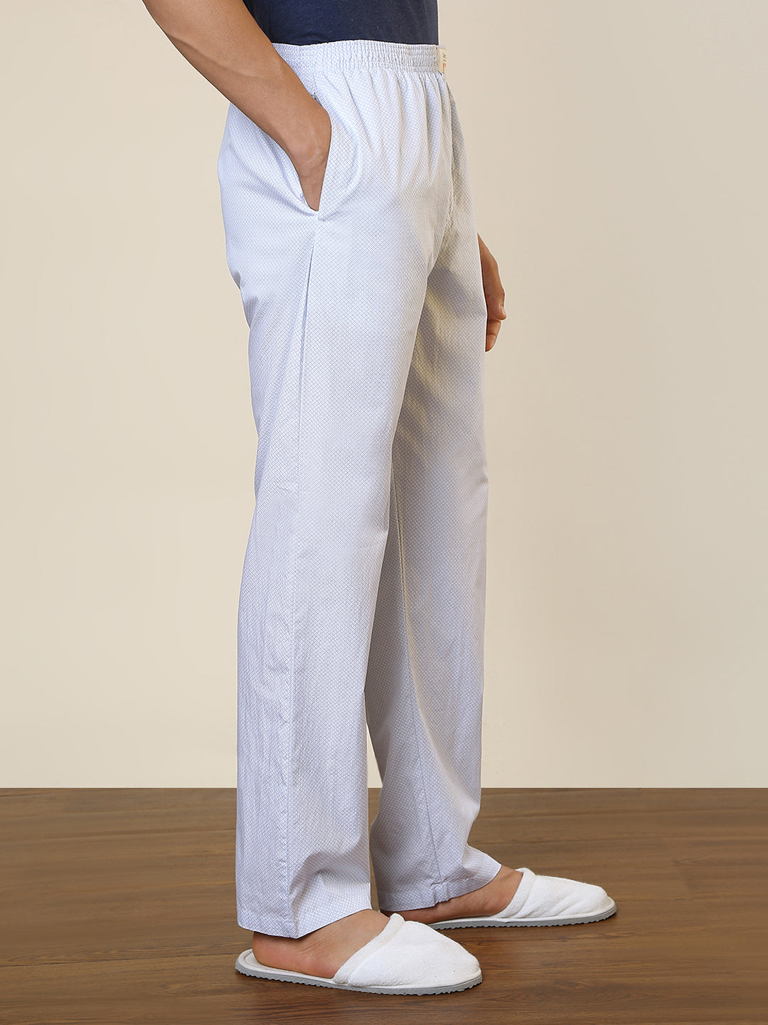 Sleepz Men Blue Printed Regular Fit Cotton Pyjama