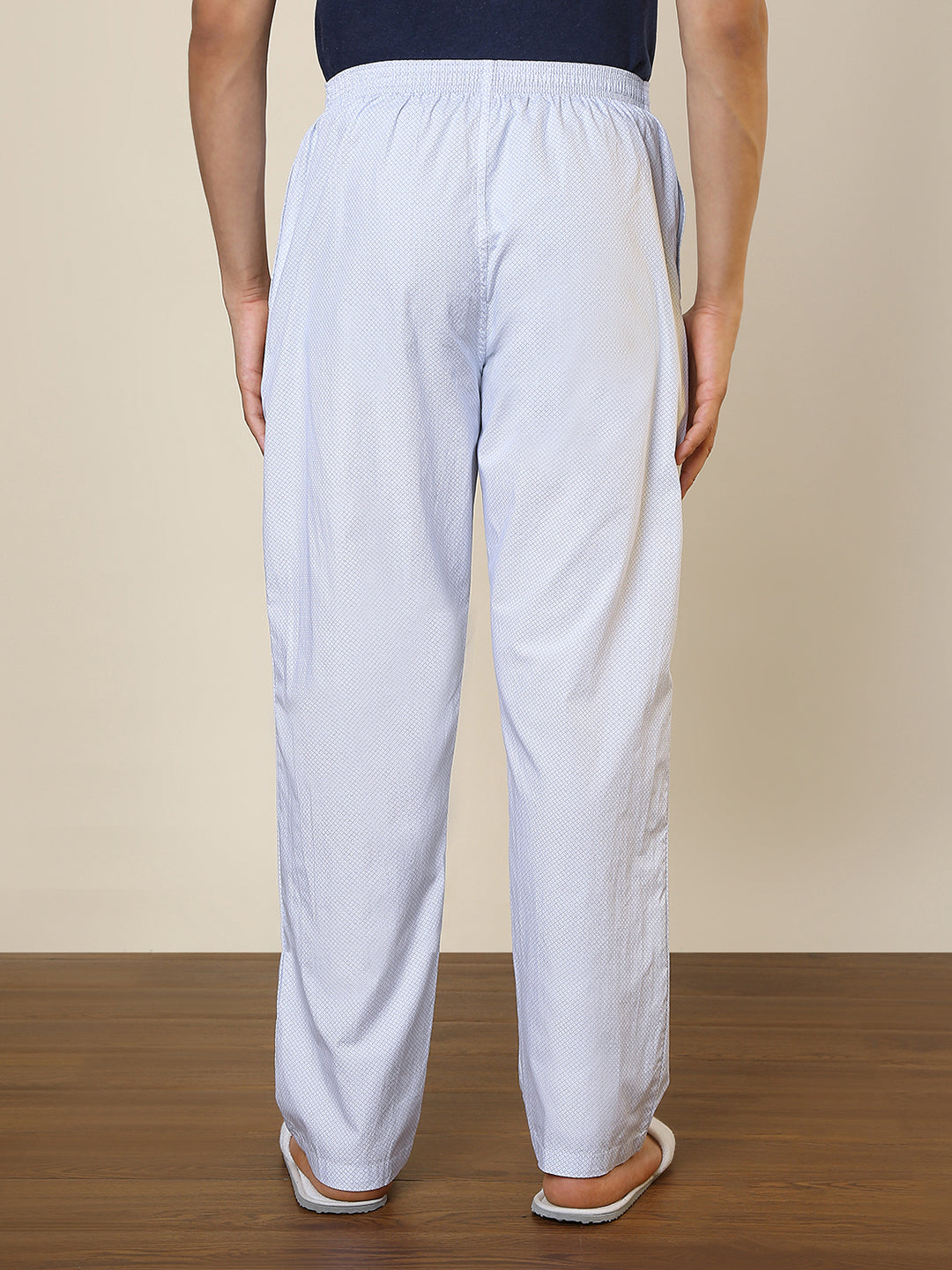 Sleepz Men Blue Printed Regular Fit Cotton Pyjama