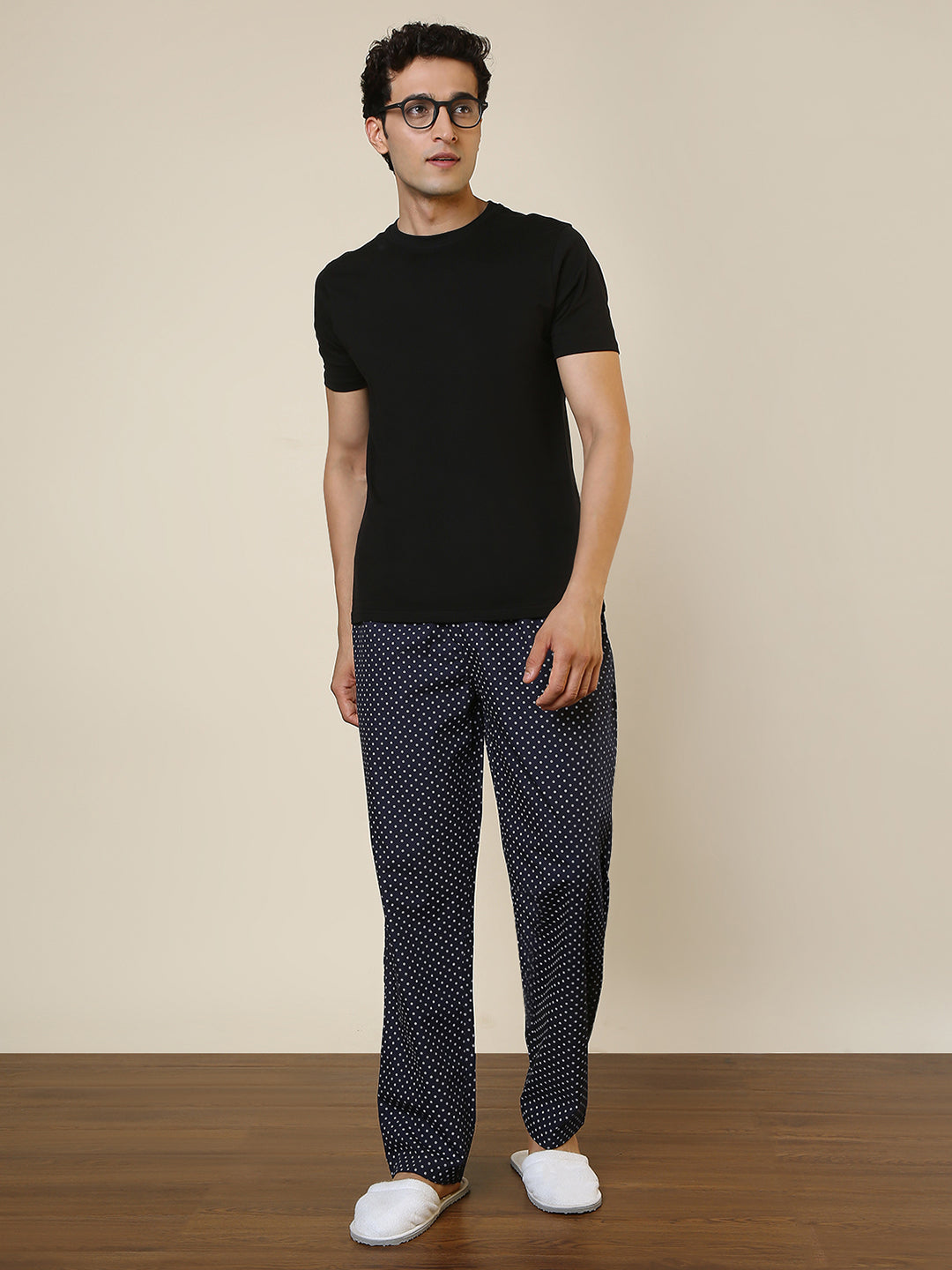 Sleepz Men Blue Printed Regular Fit Cotton Pyjama