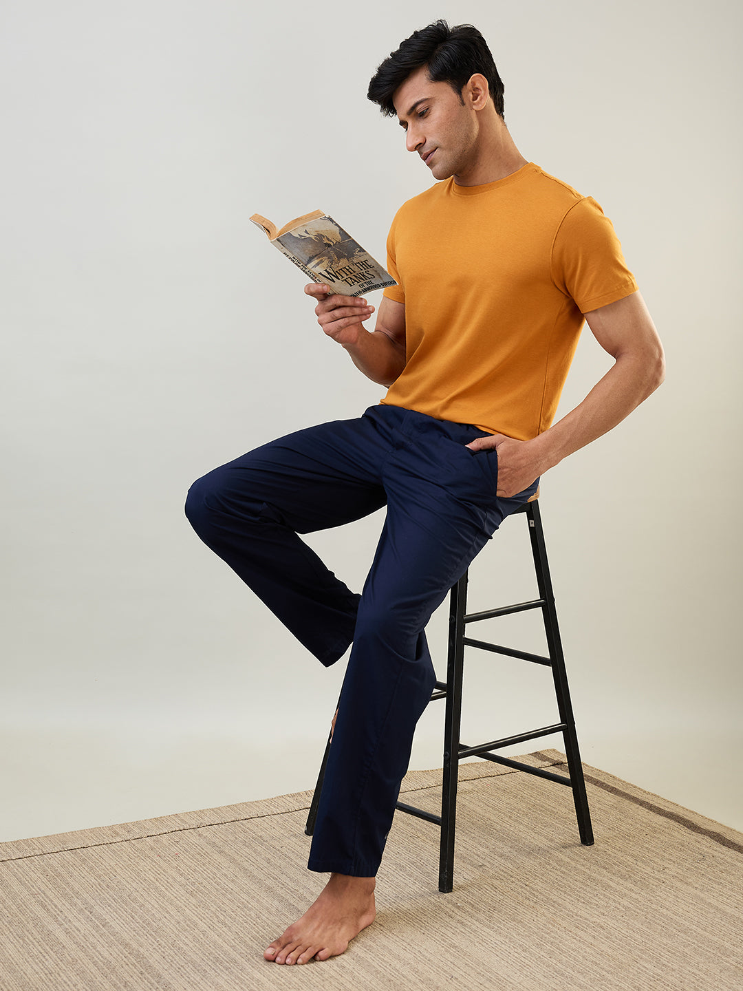 Sleepz Men Blue Solid Regular Fit Cotton Pyjama – MyRaymond