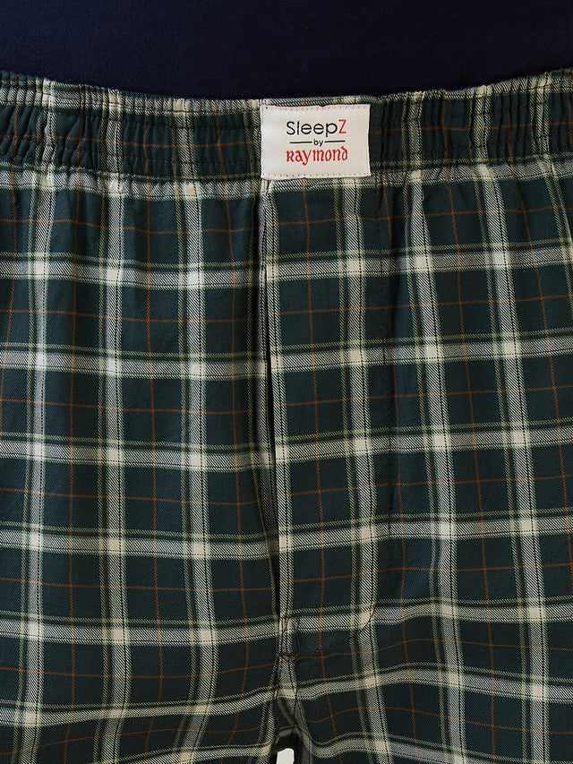 Sleepz Men Green Checks Regular Fit Cotton Payjama