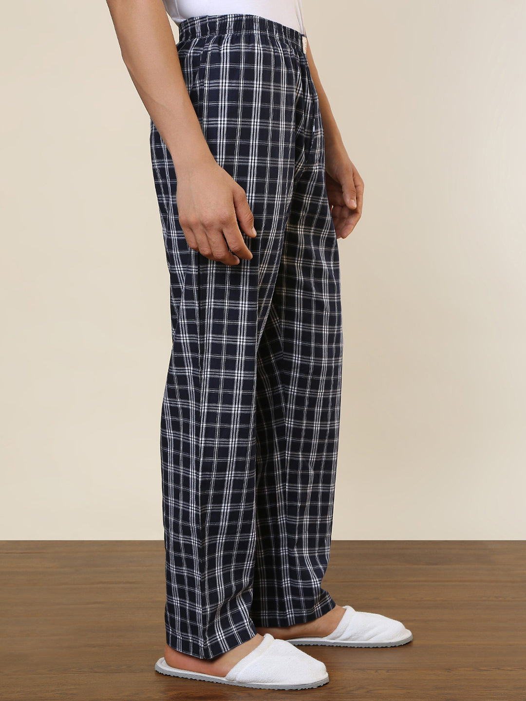 Sleepz Men Blue Regular Fit Checks Pyjama
