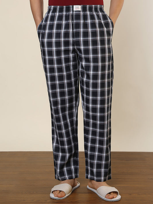 Sleepz Men Blue Checks Regular Fit Cotton Pyjama