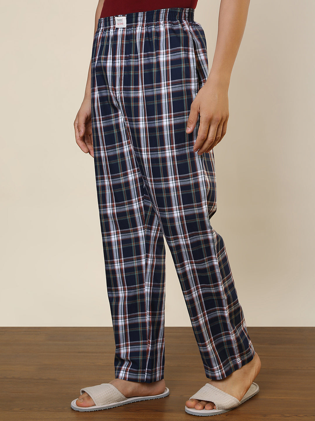 Sleepz Men Blue Regular Fit Checks Pyjama