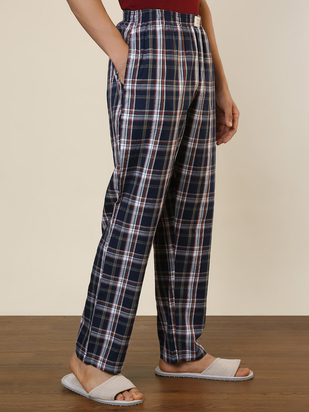 Sleepz Men Blue Regular Fit Checks Pyjama