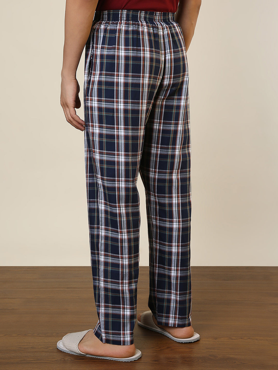 Sleepz Men Blue Regular Fit Checks Pyjama