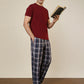 Sleepz Men Blue Regular Fit Checks Pyjama