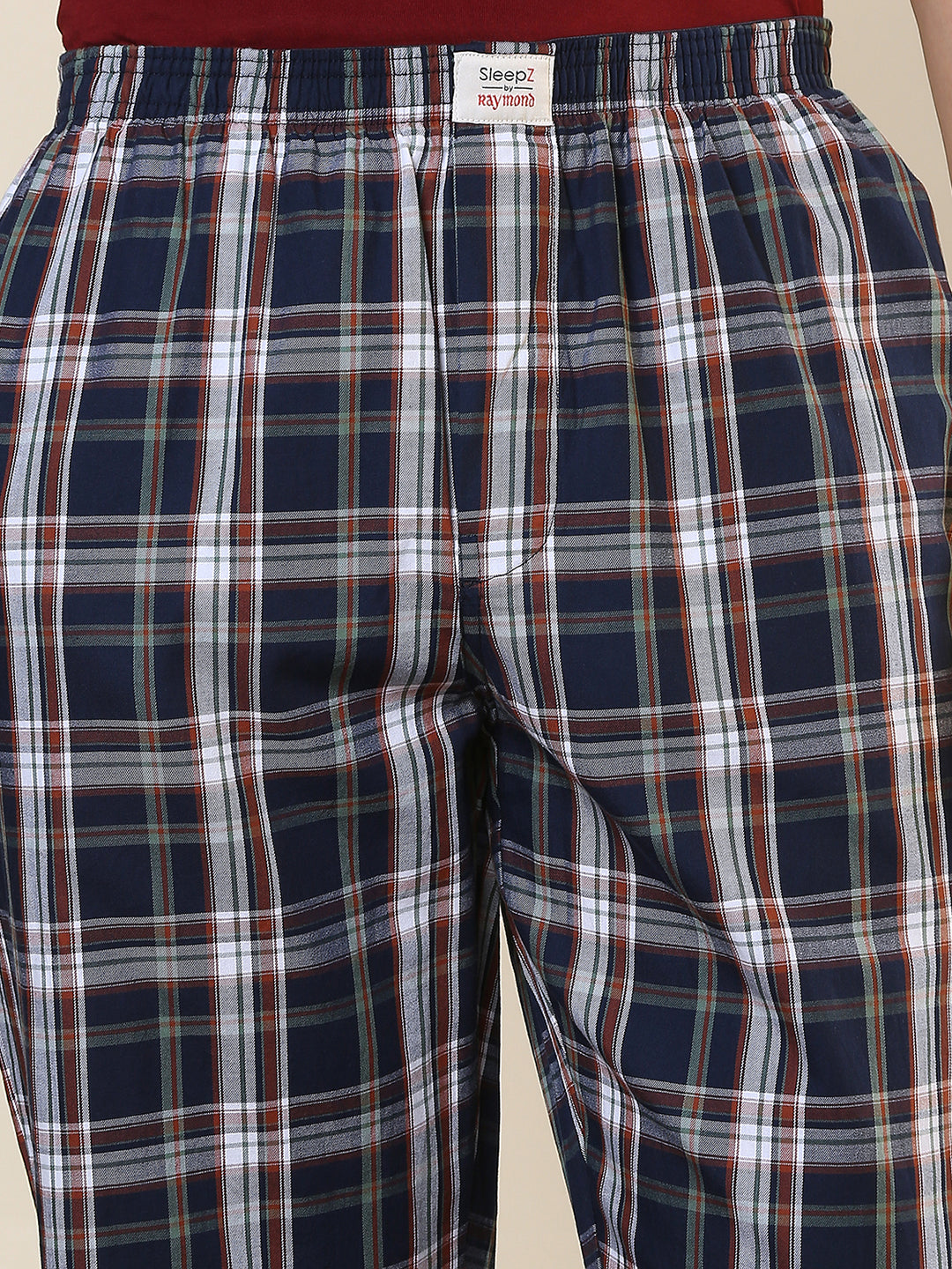 Sleepz Men Blue Regular Fit Checks Pyjama
