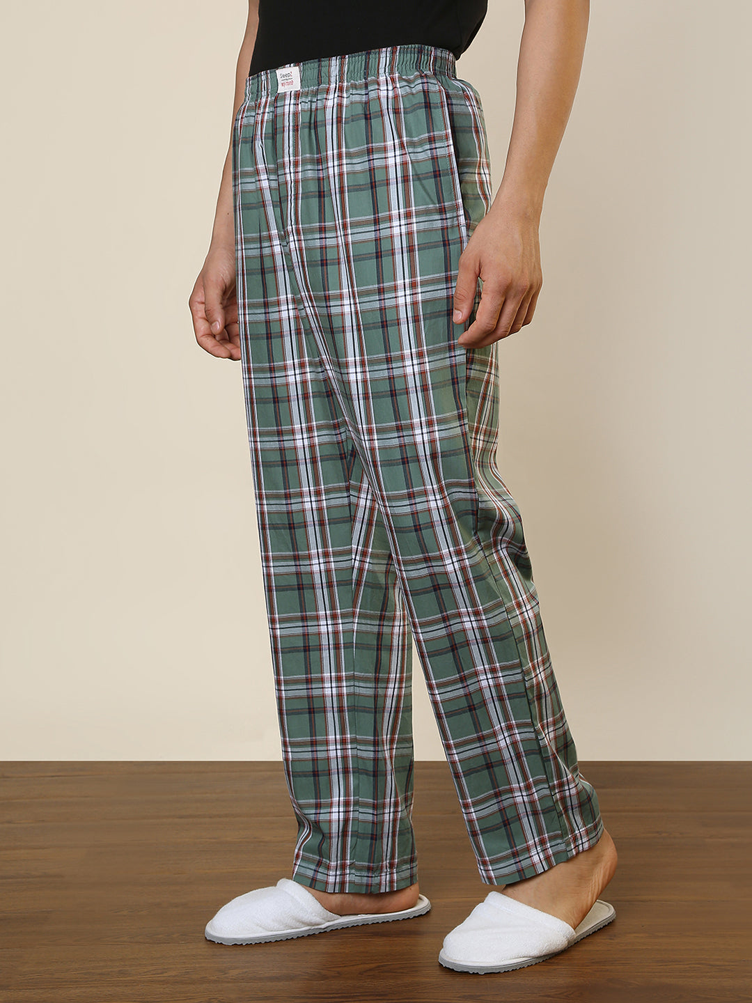 Sleepz Men Green Regular Fit Checks Pyjama