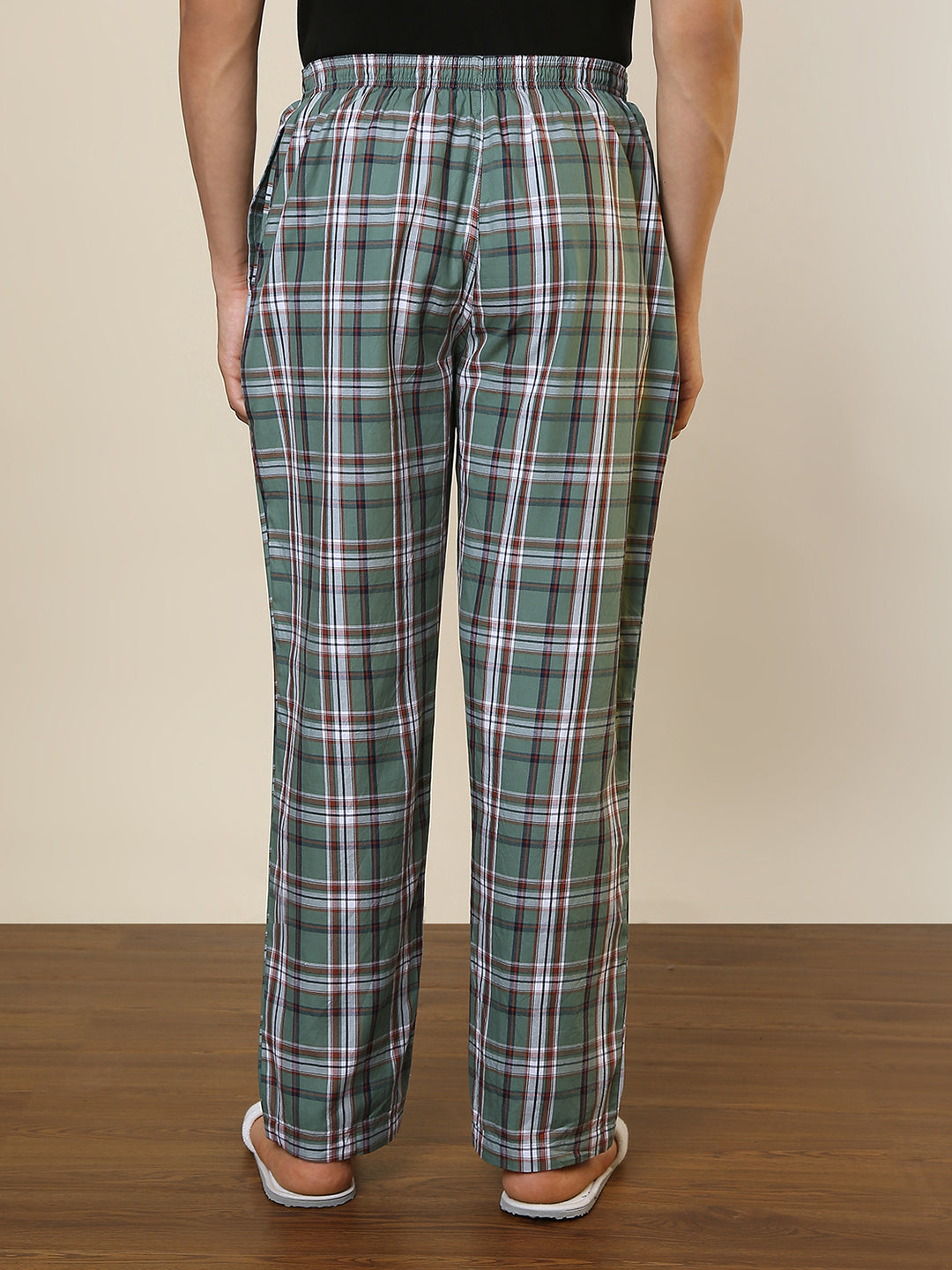 Sleepz Men Green Regular Fit Checks Pyjama