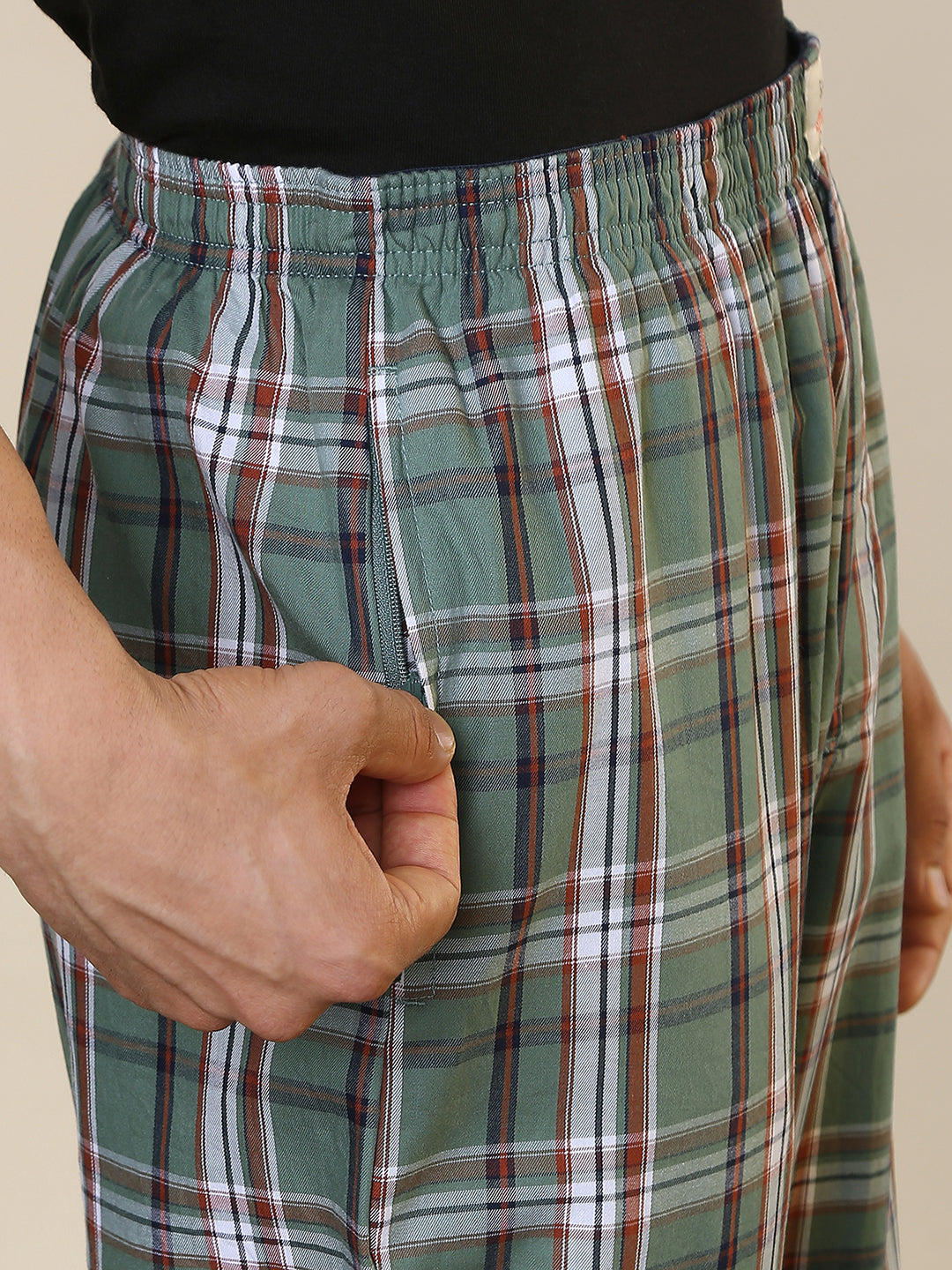 Sleepz Men Green Regular Fit Checks Pyjama