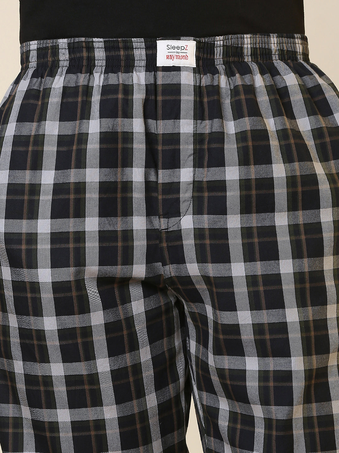Sleepz Men Black Checks Regular Fit Cotton Pyjama
