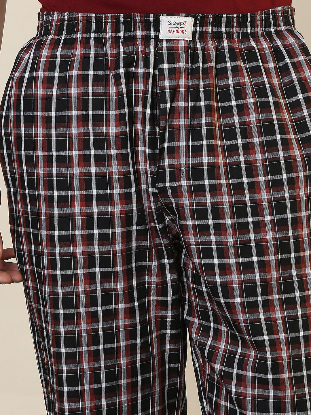 Sleepz Men Black Checks Regular Fit Cotton Pyjama