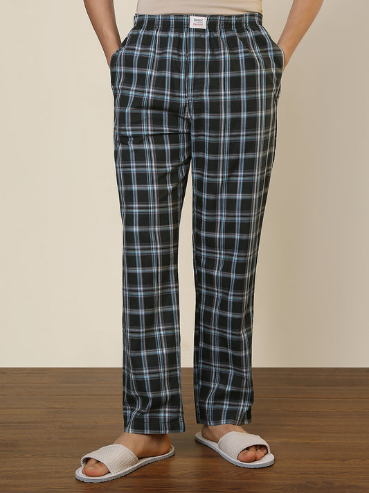 Sleepz Men Green Checks Regular Fit Cotton Pyjama