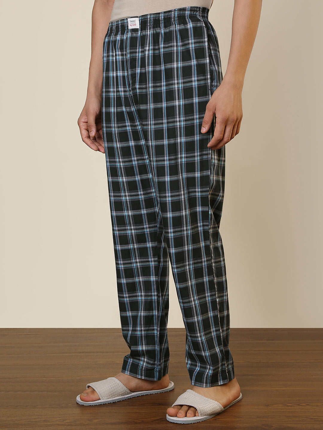 Sleepz Men Green Regular Fit Checks Pyjama