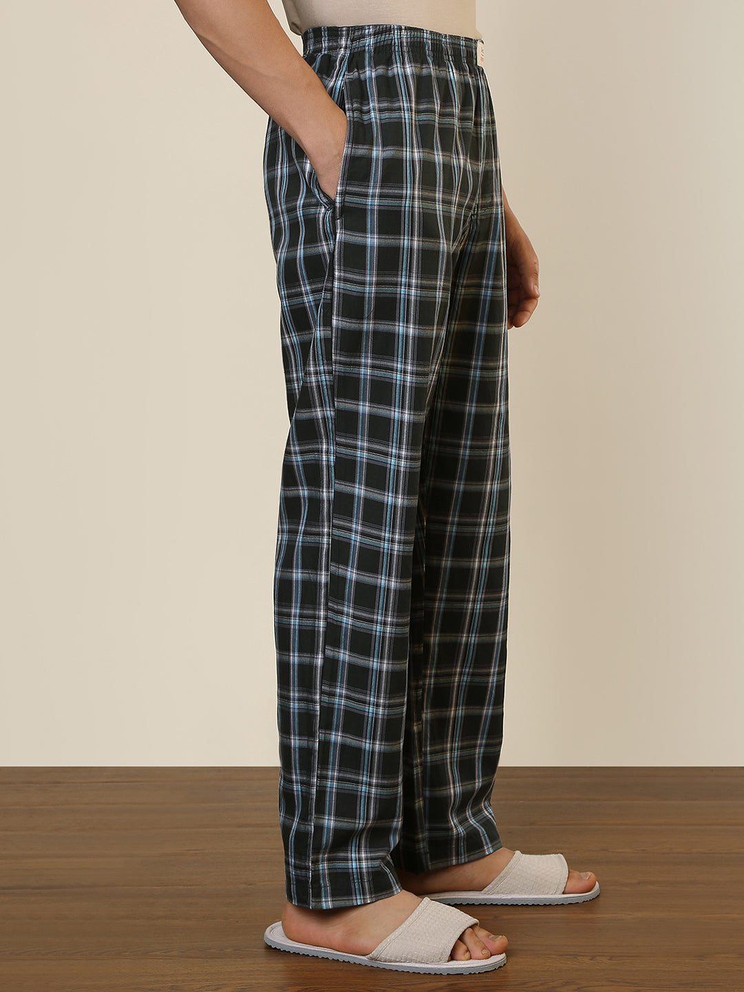 Sleepz Men Green Regular Fit Checks Pyjama