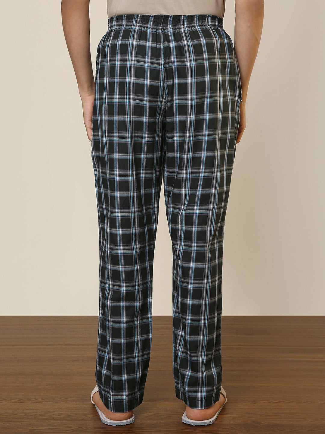 Sleepz Men Green Regular Fit Checks Pyjama