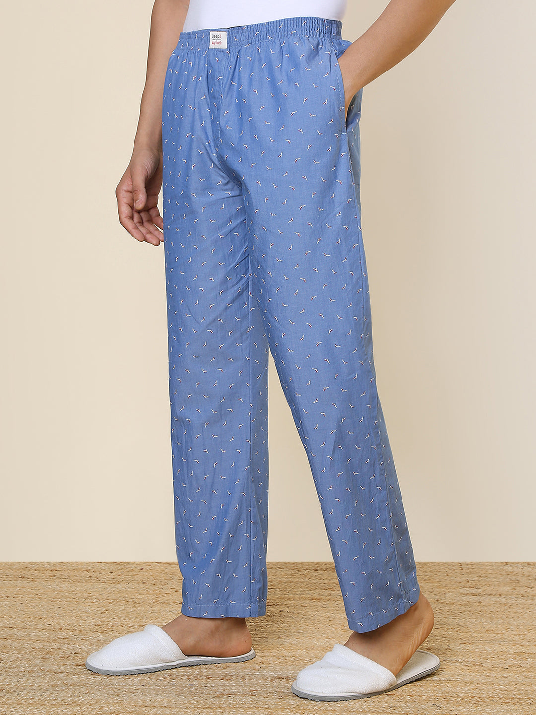 Sleepz Men Blue Regular Fit Printed Pyjama