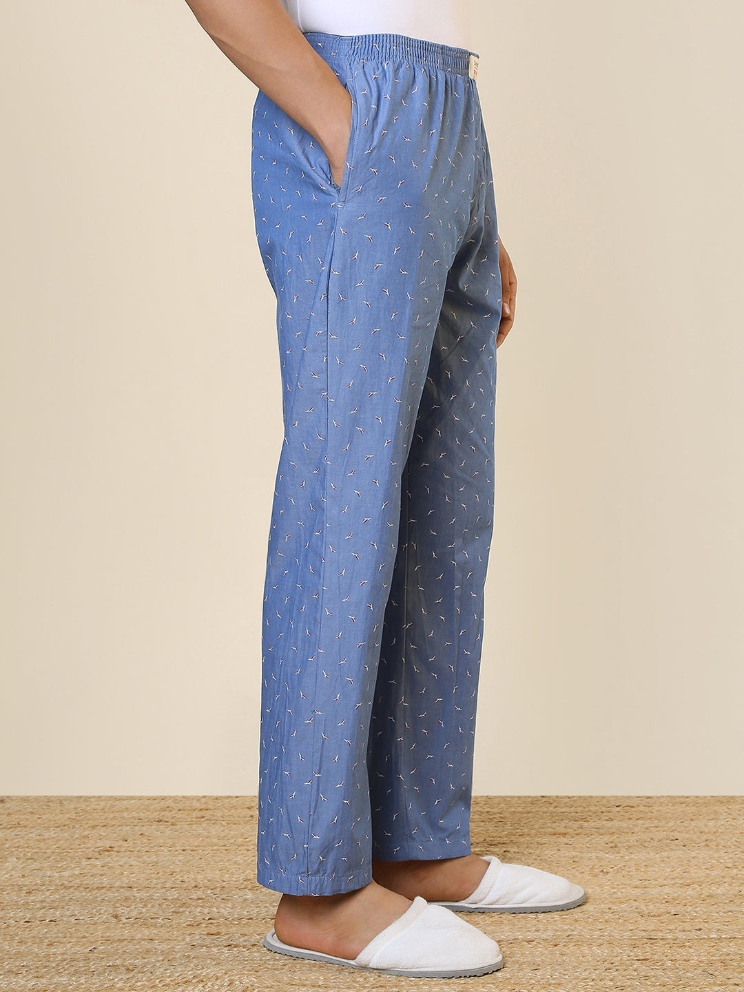 Sleepz Men Blue Regular Fit Printed Pyjama