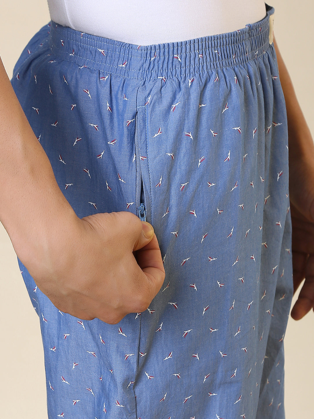 Sleepz Men Blue Regular Fit Printed Pyjama