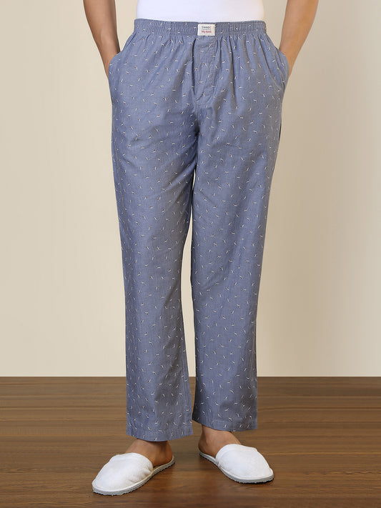 Sleepz Men Grey Printed Regular Fit Cotton Pyjama