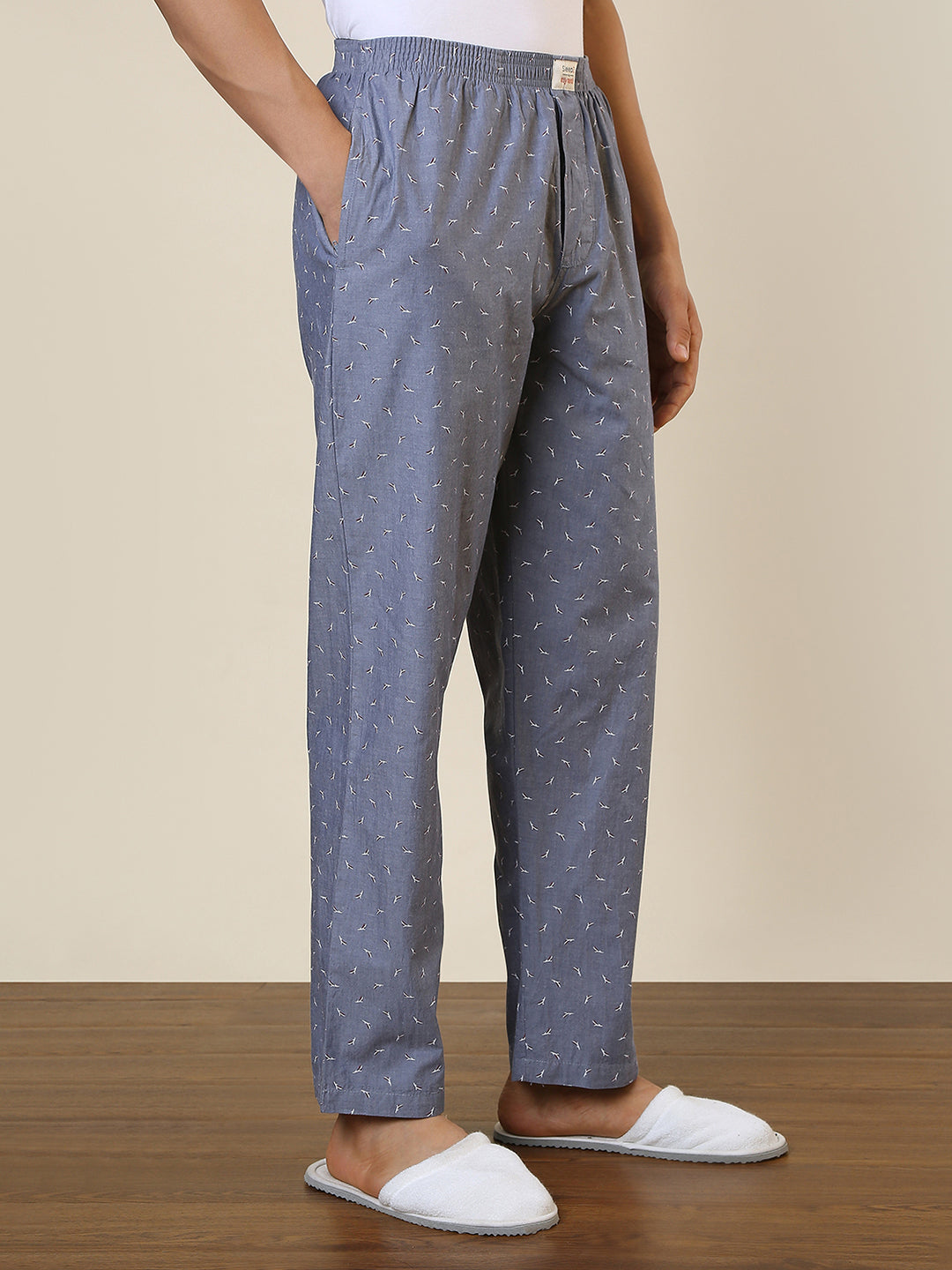 Sleepz Men Grey Regular Fit Printed Pyjama