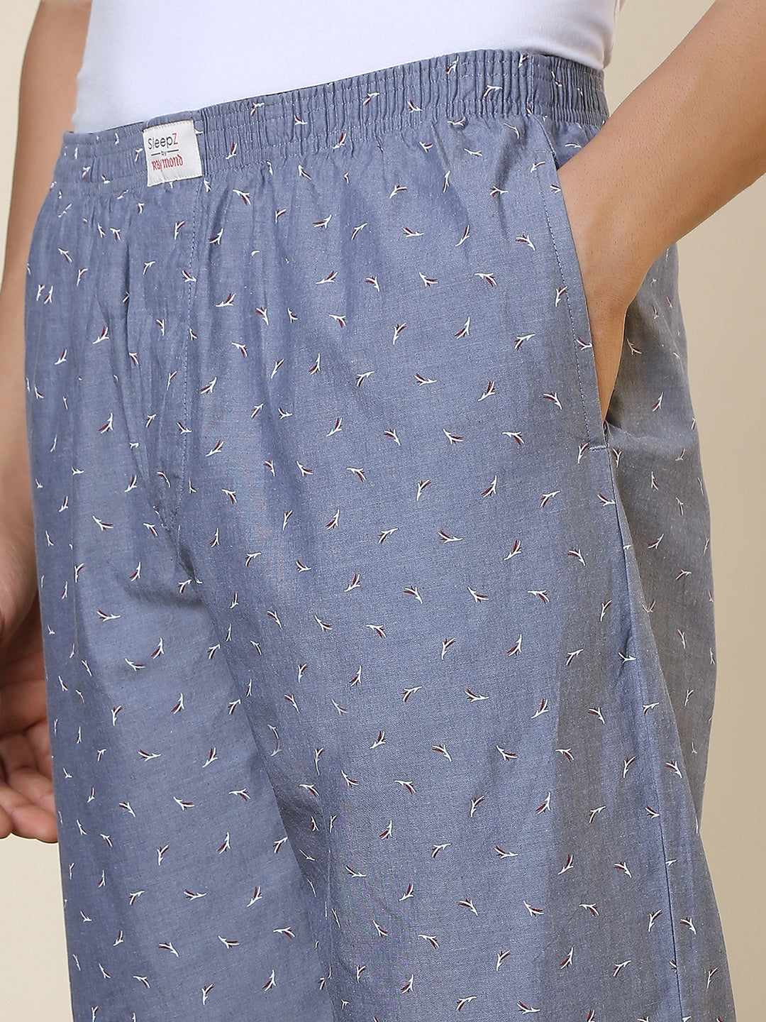 Sleepz Men Grey Regular Fit Printed Pyjama