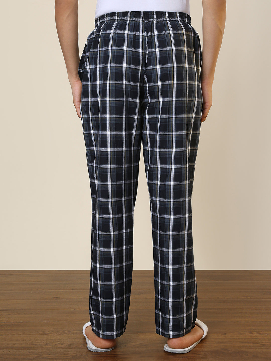 Sleepz Men Blue Regular Fit Checks Pyjama