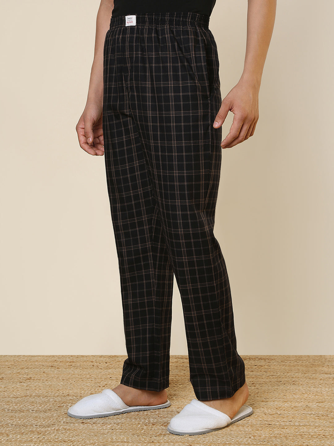Sleepz Men Black Regular Fit Checks Pyjama