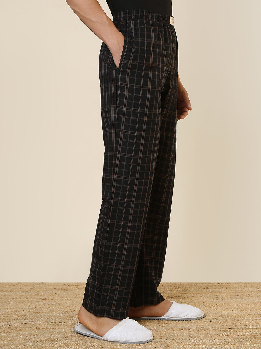 Sleepz Men Black Regular Fit Checks Pyjama