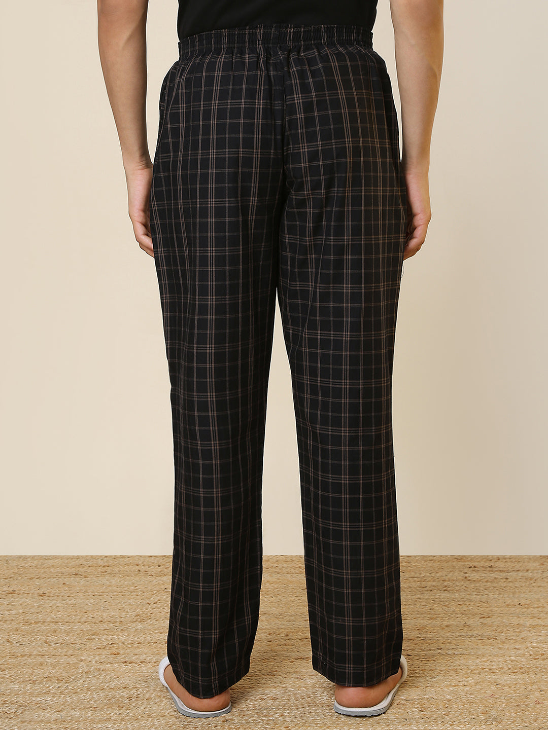Sleepz Men Black Regular Fit Checks Pyjama