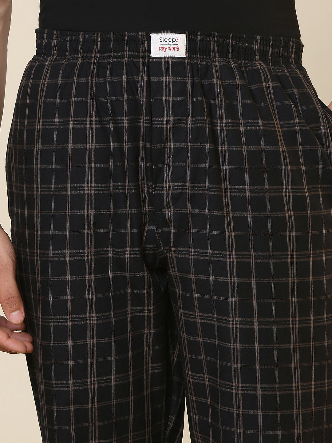 Sleepz Men Black Regular Fit Checks Pyjama
