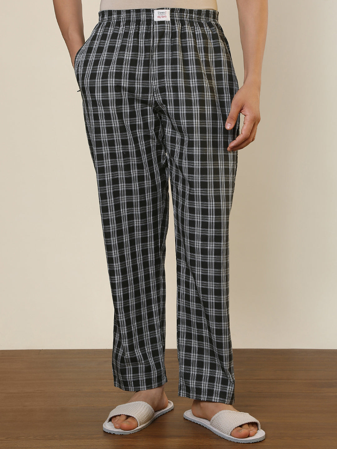 Sleepz Men Green Regular Fit Checks Pyjama