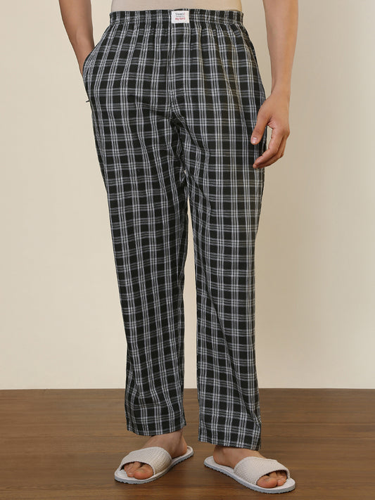 Sleepz Men Green Checks Regular Fit Cotton Pyjama