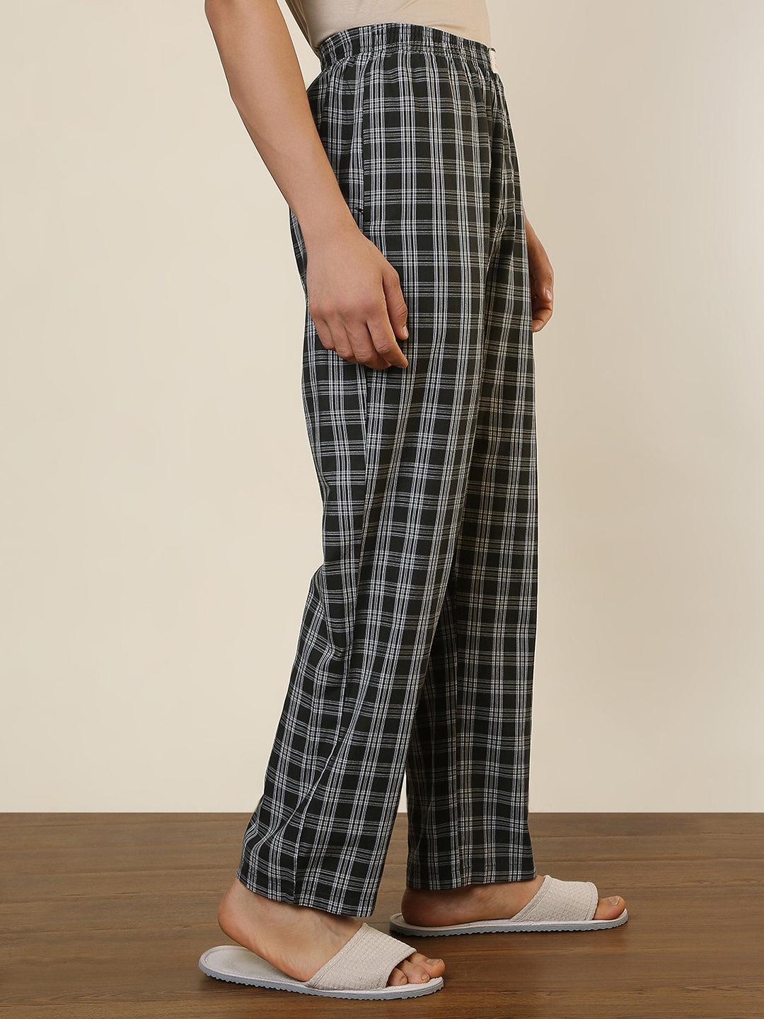 Sleepz Men Green Regular Fit Checks Pyjama