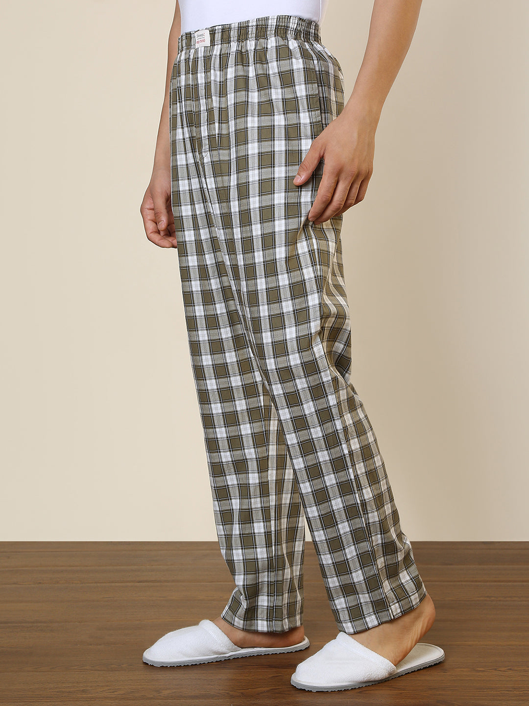 Sleepz Men Green Regular Fit Checks Pyjama