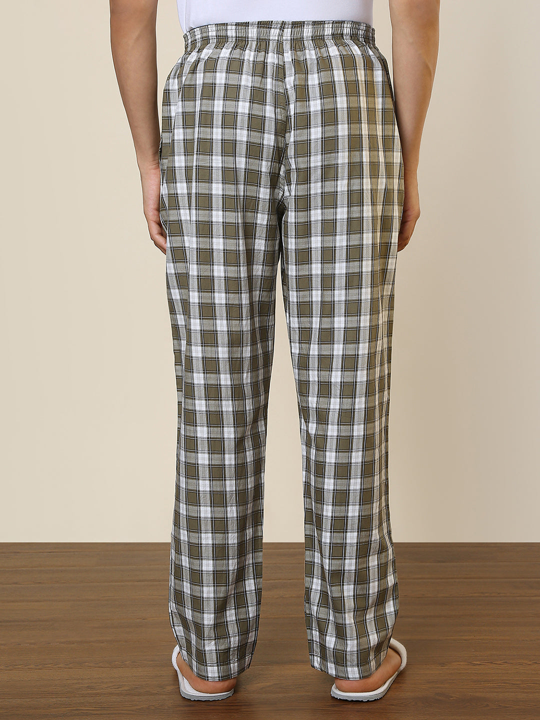 Sleepz Men Green Regular Fit Checks Pyjama